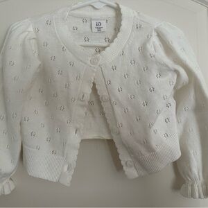 GAP Kids White Knit Cardigan